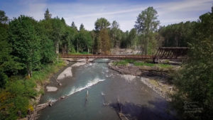 Railroad Bridge Park, Dungeness River, Sequim Washington Drone Aerial Photography
