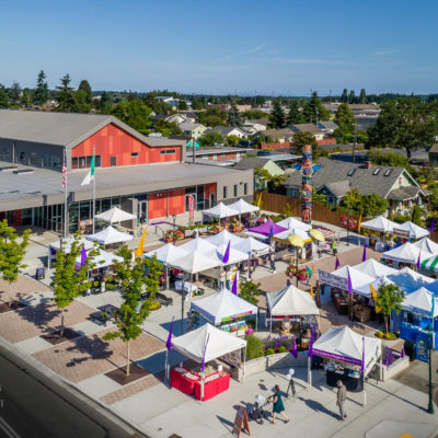 Sequim Farmers Market - drone aerial photography