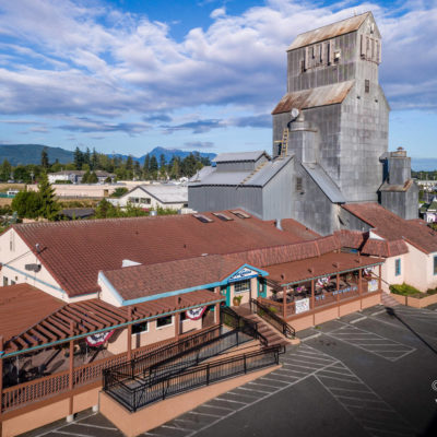 Old Sequim Co-op Grain Elevator - drone aerial photography